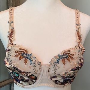 NWT LOUISA BRACQ Paris Sheer Silk Embroidered Bra.